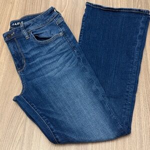American Eagle Kick Boot High Waist Stretch Dark Wash Jeans Size 8 Short